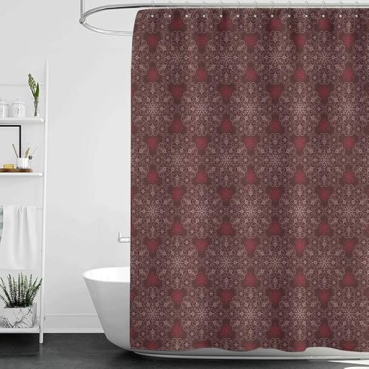 Amazon Com Shower Curtains Gray And Beige Maroon Detailed Ornate
