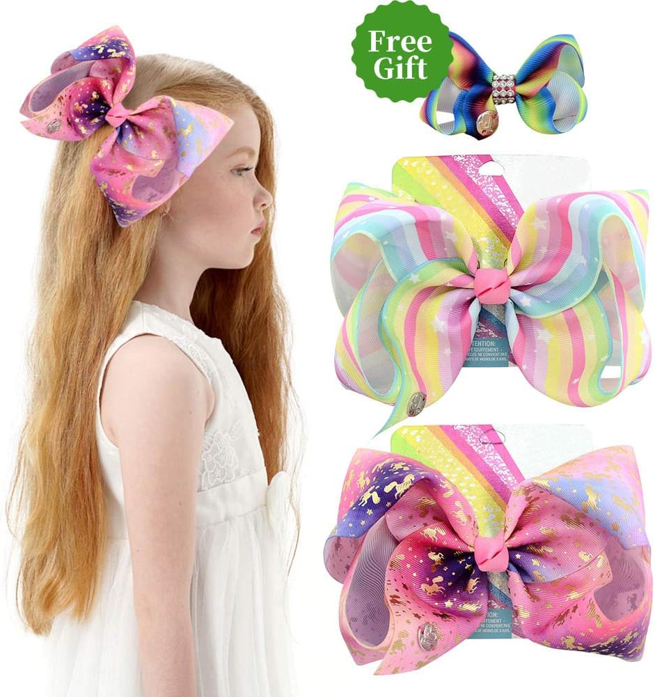 Choicbaby 8 Inches Hair Bows Alligator Clips For Girls 2pcs Large