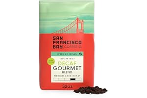 San Francisco Bay Coffee - Decaf Medium-Dark Roast Whole Bean Coffee - Decaf Gourmet Blend (2 lb bag) - Swiss Water Processed