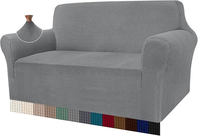 Granbest 2 Seater Sofa Cover Light Gray Non Slip Stretch Jacquard