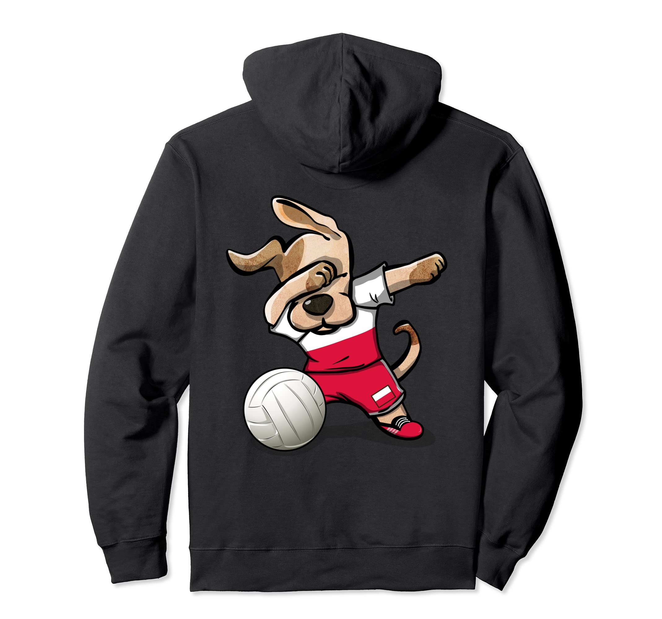 Funny Dabbing Dog Proud Poland Volleyball Lovers Polish Flag Pullover Hoodie