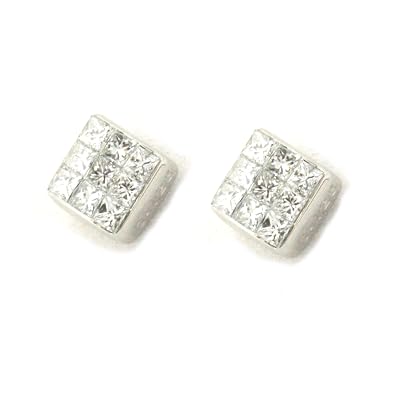 Amazon Com Sale Igi Certified Princess Diamond Stud Earring In