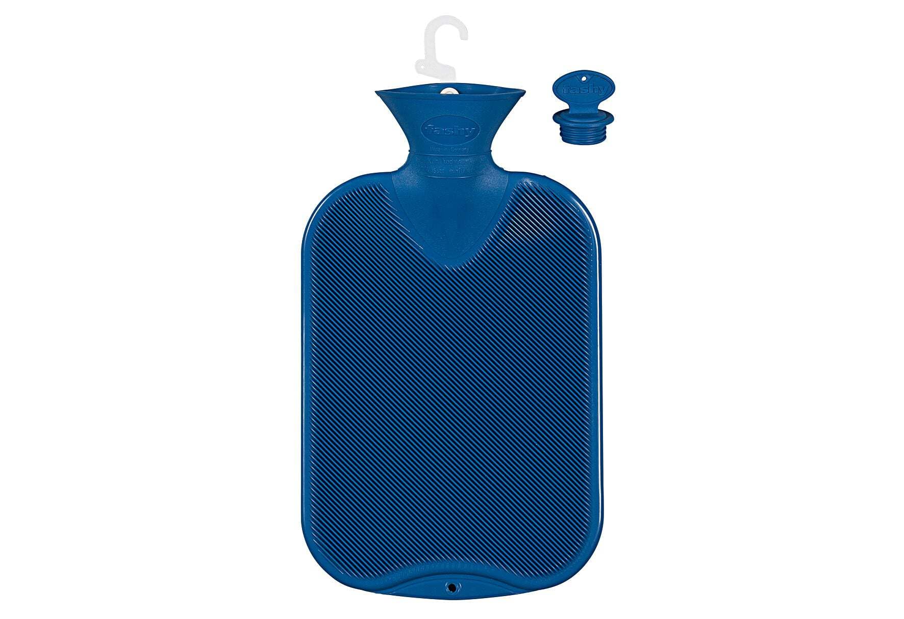 Fashy 2.0L Hot Water Bottle Double Rib – Sapphire Blue – Eco-Friendly Thermoplastic, Recyclable, Wide Neck 29mm for Safe Filling, Durable & Reusable, German Quality