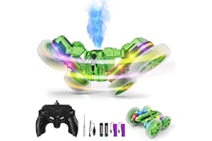 Terucle 360 Rotating 4WD RC Stunt Car with Cool Lights, Spray, Drift Car for Kids Toys for Boys Girls Age 4-13