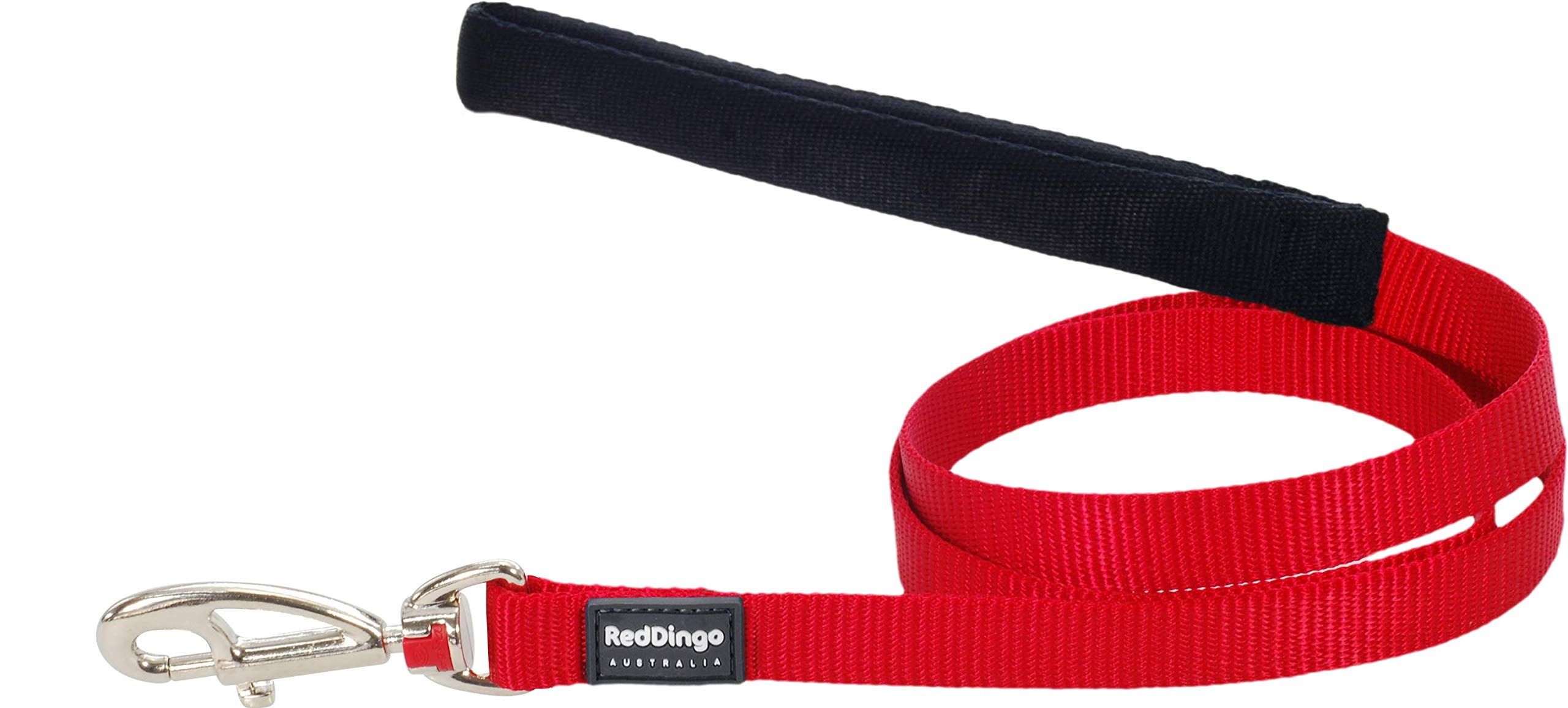 Red Dingo Padded Handle Dog Lead 1.2m Plain, Red, Medium 20mm