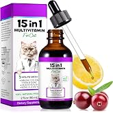 VOSIFSDIY Cat Multivitamin,15 in 1 Cat Vitamins Liquid Drops Supplements for Heart Health, Bones, Joint, Skin &amp; Coat, Bladder, Immune System Support 60ml