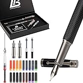 LongLongJin Luxury Fountain Pen Set Includes 2 Nibs, 18 Ink Cartridges, Ink Refill Converter & Syringe Filler, Professional Writing Office, Calligraphy Fountain Pen, Men & Women Nice Pen Gift Set