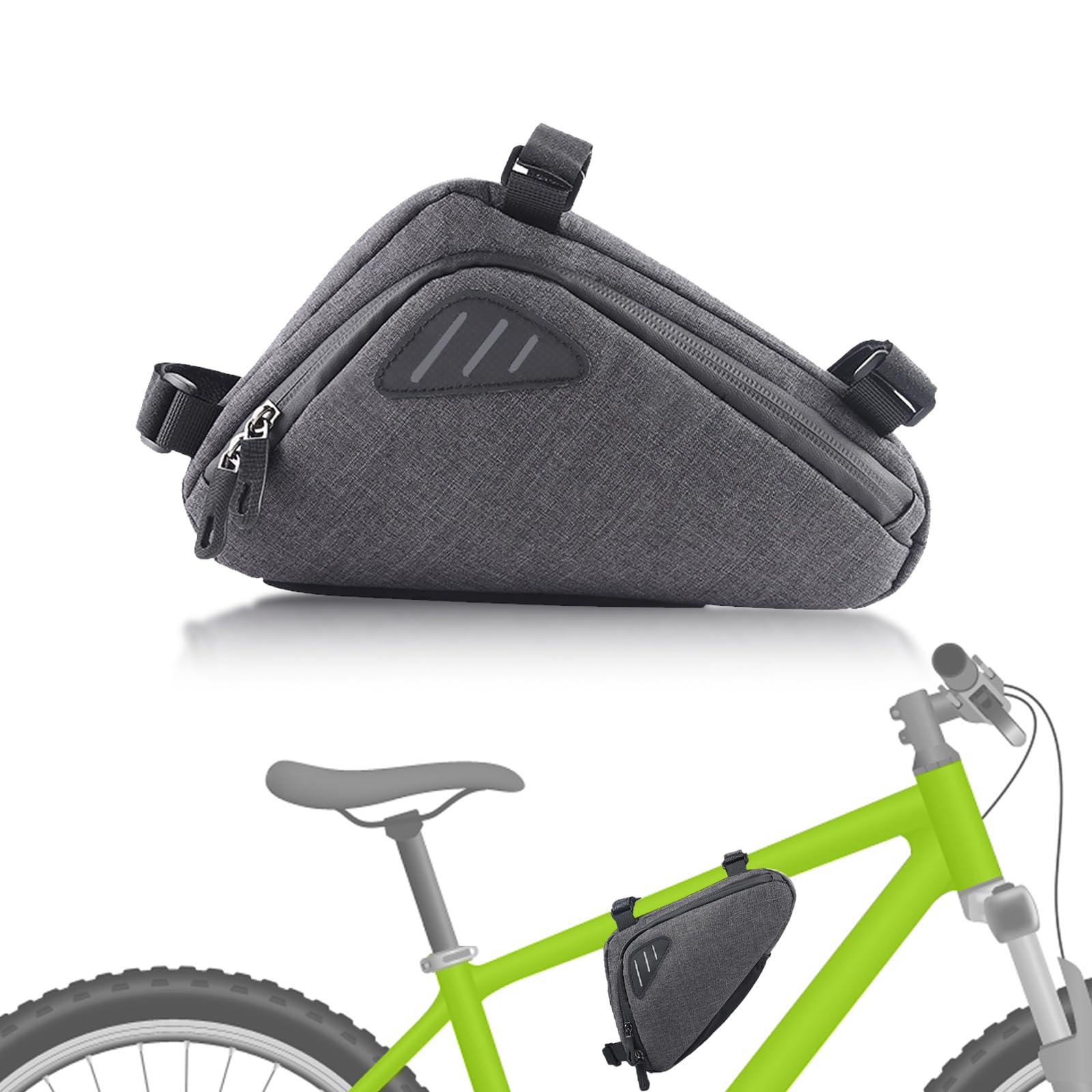 SNSYGN Bike Frame Bag, Waterproof Bicycle Triangle Frame Bags Detachable Top Tube Bag Large Capacity Bike Accessories for MTB, Road Bikes (Gray)