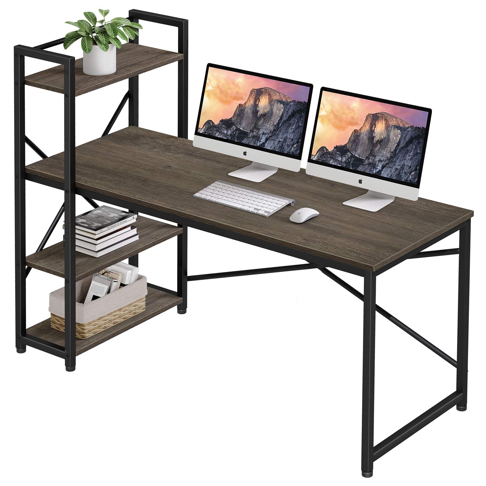 Buy 55 Inches Computer Desk with Storage Shelves, Homemaxs Home Office