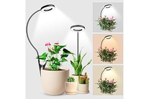 wolezek 2 in 1 Grow Lights for Indoor Plants, 3 Colors Plant Lights for Indoor Growing with 360° Gooseneck, 48 LEDs Full Spectrum Plant Grow Lights Indoor, 6/12/16H Timer, 5 Brightness, Black 2 Pack