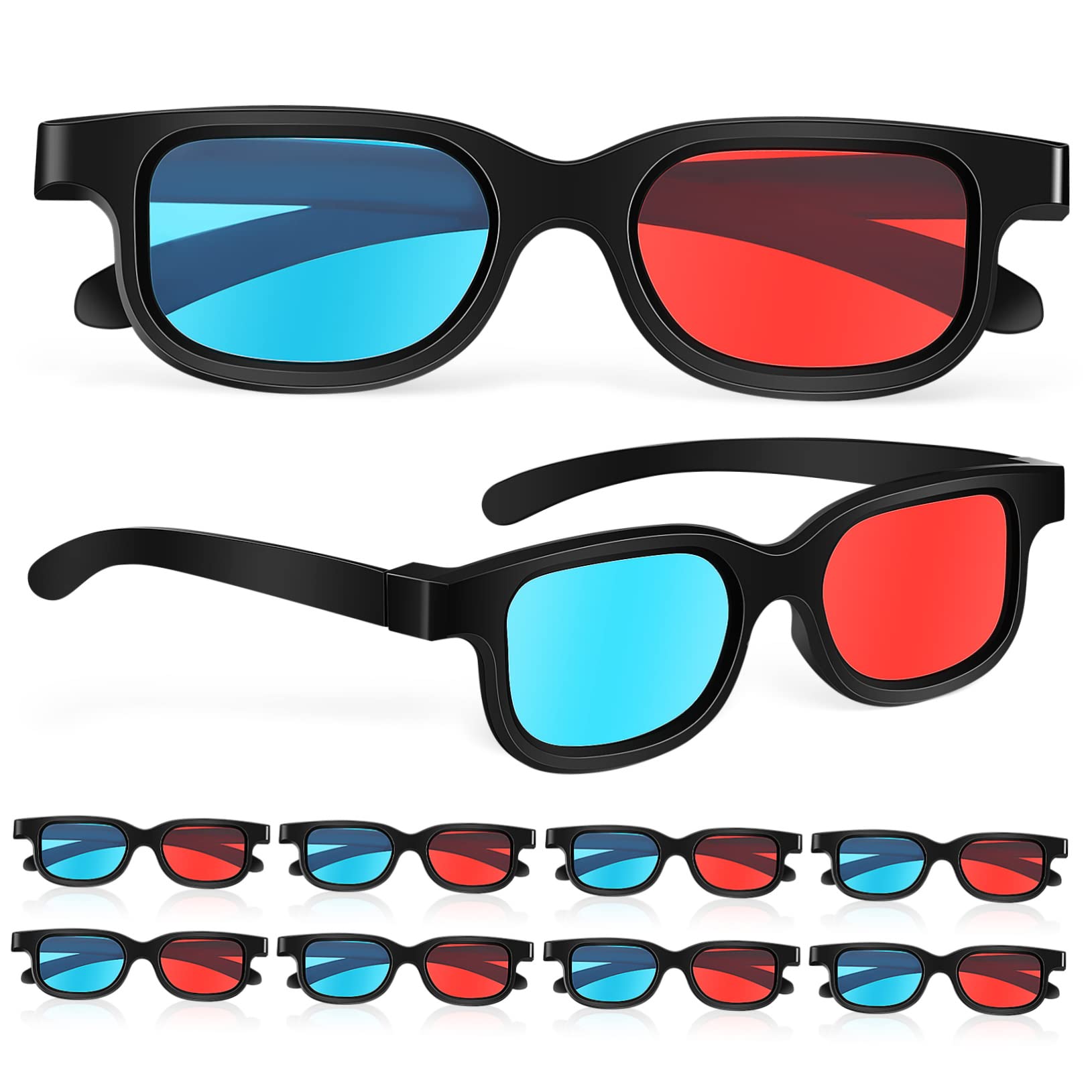 RORPOIR 10 Pairs Red Blue Anaglyph 3D Glasses Lightweight Comfortable for Home Cinema Tv Laptops Projectors