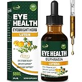 Verdeherb Eyebright Herb Eye Health Drops, Bilberry & Lutein Liquid Extract Herbal Supplement for Eye Strain Relief & Sight Care Support. Euphrasia Officinalis, Arándanos, Luteína para Los Ojos. 2oz