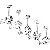 NICEIGHT 5Pcs 14G Surgical Steel Belly Button Ring for Women Belly Ring CZ Navel Rings for Women Barbells Body Piercing Jewelry with Tops Balls