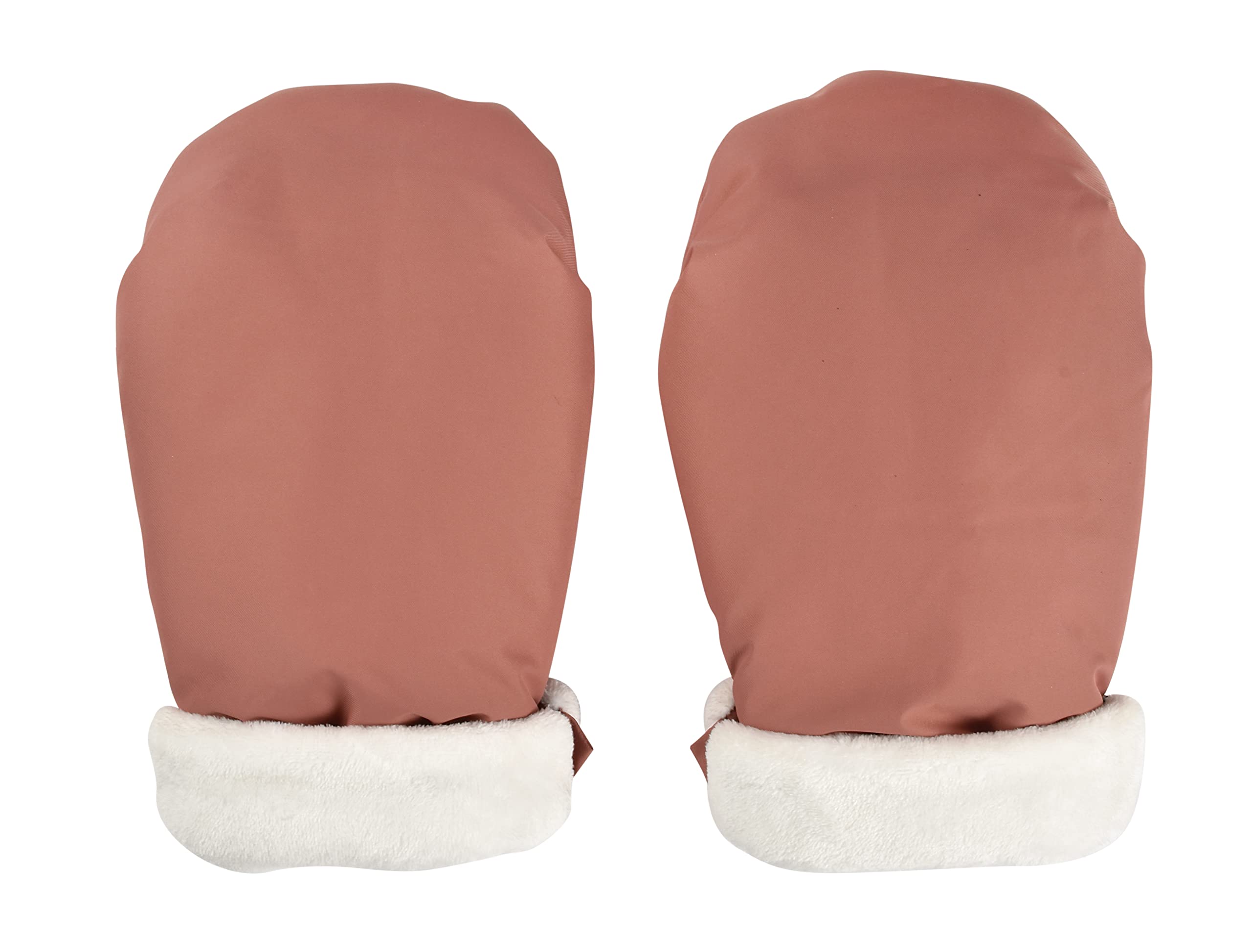 Béaba Stroller Mittens/Gloves/Hand Protectors, Rain/Snow Protection, Zip Fasteners, Ultra Warm, Soft, Fleece-Lined, Windproof, Waterproof, Breathable, Terracotta