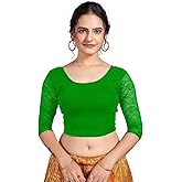 themilestocks Women's Blouses Readymade Gold Stretchable Saree Crop Top Choli Free Size Sparkling