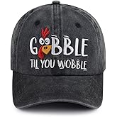 Tbstlumd Gobble Till You Wobble Hat for Women Men, Funny Adjustable Thanksgiving Embroidered Cotton Baseball Cap