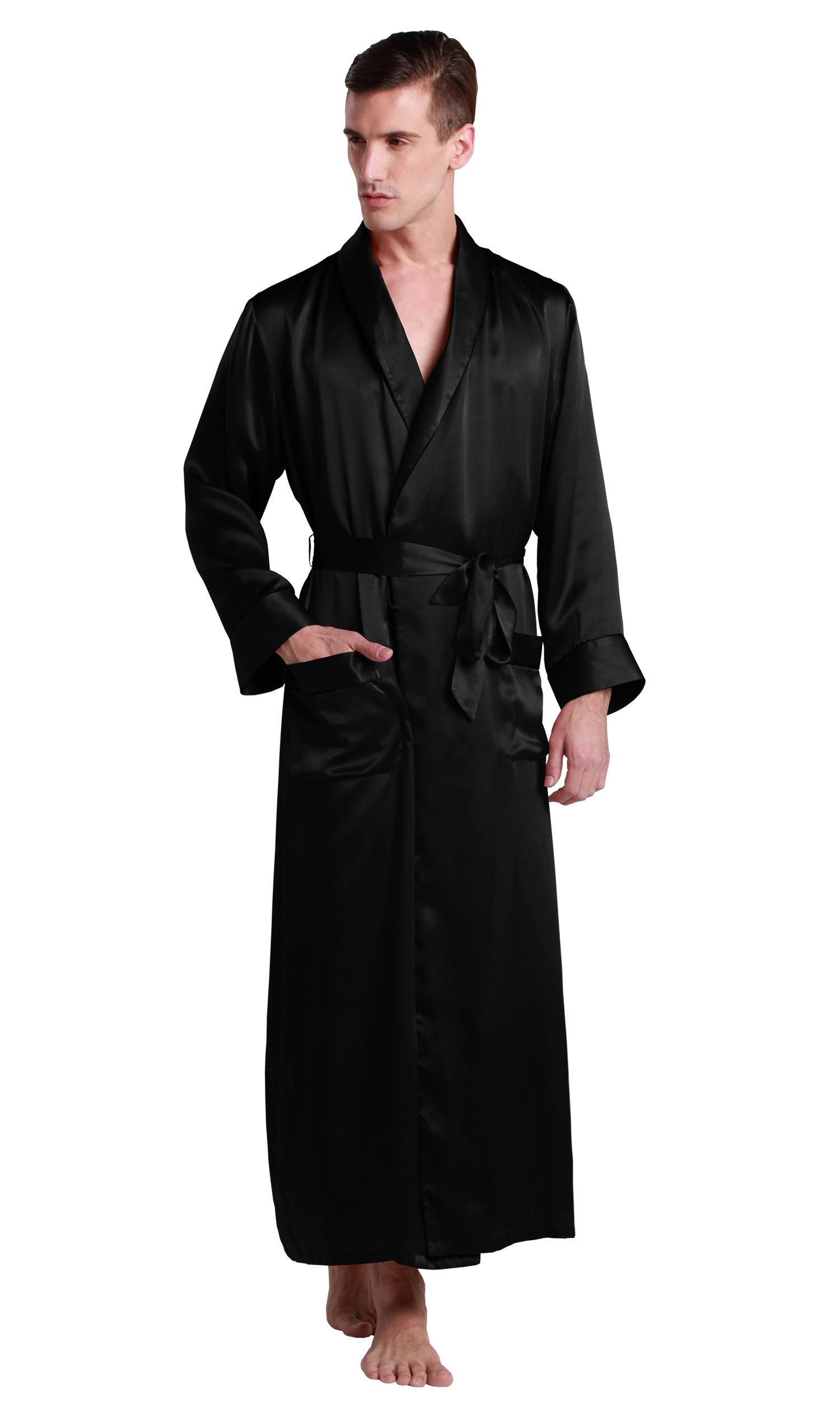mens pure silk dressing gown