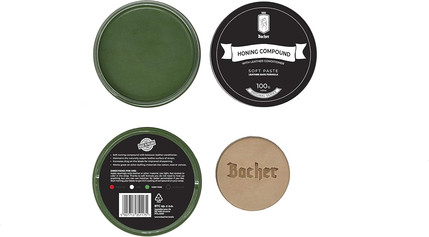 Bacher Stropping Compound 100g, Very Fine, for Knife Sharpening and Polishing, Leather Strop Compound - Image 3