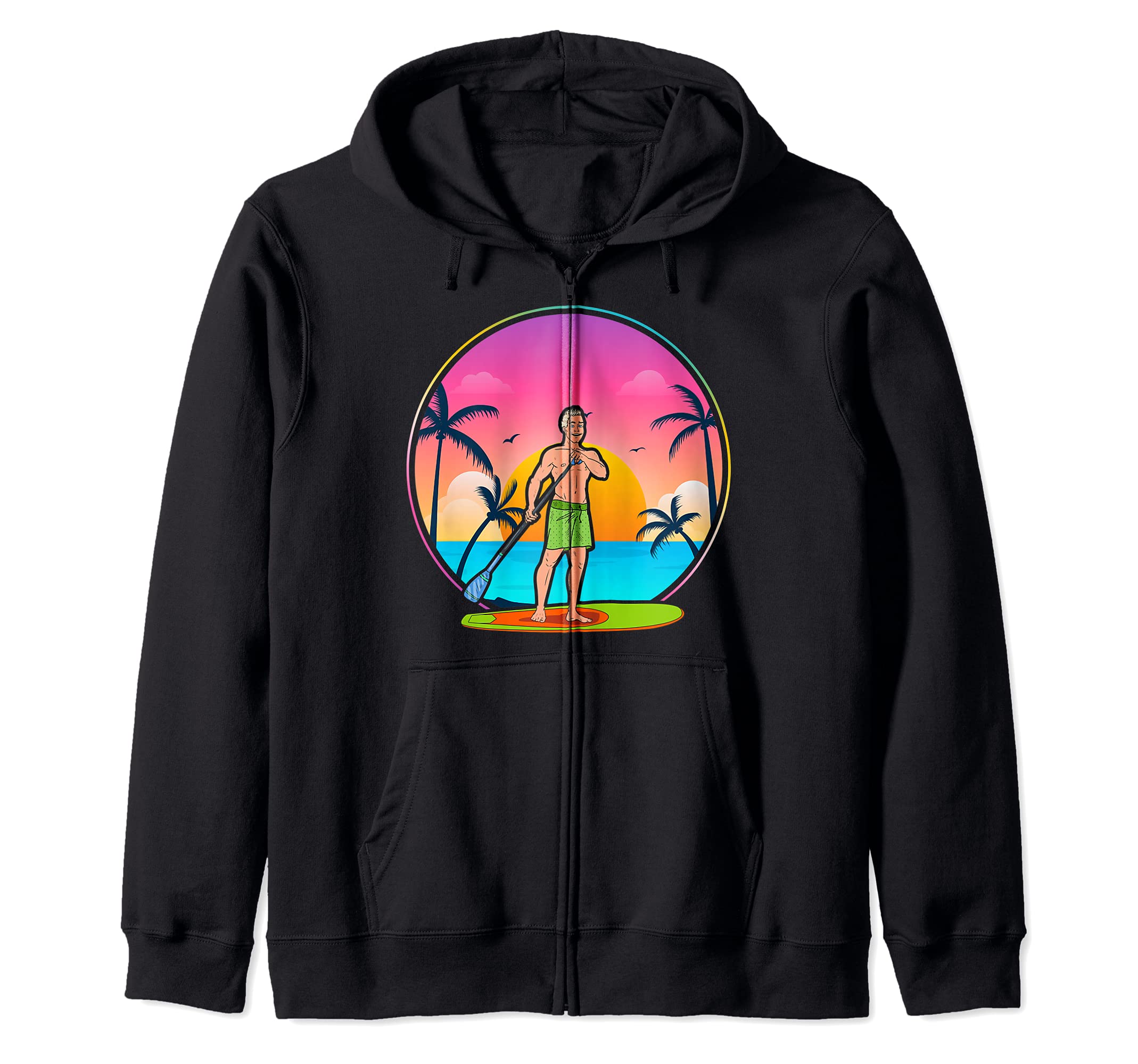 Paddleboarder Sunset SUP Paddleboarding Stand Up Paddling Zip Hoodie