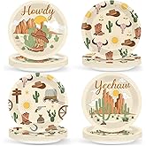 CHUNNIN 48Pcs Western Cowboy Rodeo Party Paper Plates for Wild West Theme Party Supplies 7" Howdy Cowgirl Yeehaw Birthday Party Disposable Plates for Baby Shower Favors Party Decorations