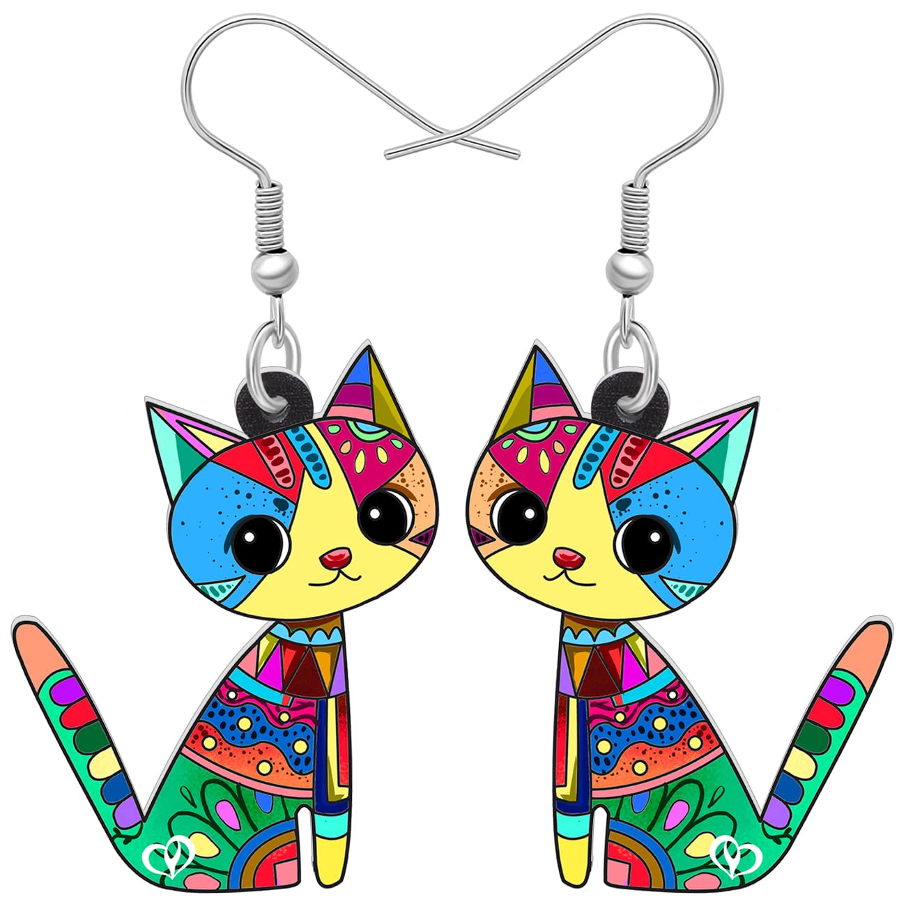YINYA Acrylic Novelty Kitten Cat Earrings Dangle Drop Jewelry for Pets Lovers Women Girls Gifts Charms Ornament Party Favors (Multi)