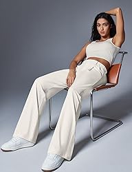 Ewedoos Wide Leg Pants Woman Stretchy Work Dress