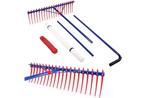 KEMETIK 40'' Heavy Duty Pond & Lake Weed Rake Removal Tool, 11ft Commercial-Grade Aquatic Weed Rake, Lake Weed Cutter with 2 Quick-Connect Handle, Lake Rakes for Removal of Weeds, Leaves