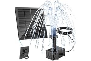Yzert Solar Fountain Kit with Holder Glass Panel - No Battery, DIY Small Solar Water Pump Works in Shadow with Sucker for Bird Bath, Hummingbird, Water Feature, Outdoor, 9.84ft Power Cord-Black