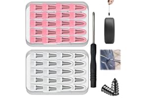 GENERIC Tire Plug Screw Kit for Car, SUV & Truck - Durable Tire Repair with Screwdriver, Permanent On The Road Emergency Flat Tire Puncture Repair, Easy DIY Use, No Need to Take Off Tire (40pcs)