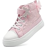 Toddler Sneakers for Girls Boys Fashion Canvas High Tops Butterfly Sequins Shoes Kids Casual Walking Shoes