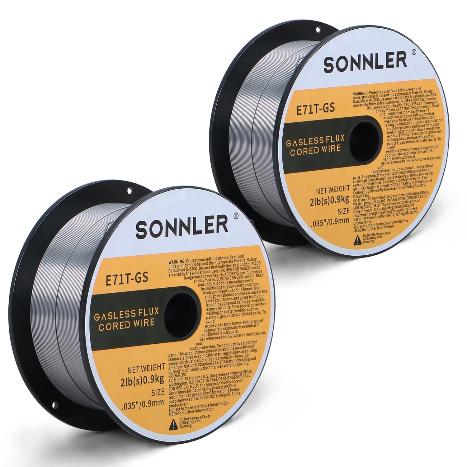 Photo 1 of 035 Flux Core Welding Wire, SONNLER E71T-GS 2LB 0.9 mm Gasless Mig Steel Welding Wire(2PACK)