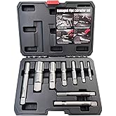 Pipe Extractor Set, 9-Piece Heavy Duty Steel Broken Pipe Extractors for Removing Damaged Threaded Pipes &amp; Fittings from 1/8" to 1", with Durable Storage Case, Ideal Tools for Plumbers Mechanics DIY