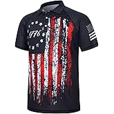 RAISEVERN Mens American Flag Print Golf Polo Shirt Patriotic Raglan Sleeve Tees