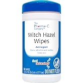 The Pharma-C Company &ndash; 100% Witch Hazel Wipes. 40 count [1 canister] | Natural Astringent. Daily Toner &amp; Makeup Remover. Soothing &amp; Refreshing. Pre-Saturated Cleansing Cloths for Face &amp; Body.