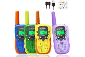 E-WOR Walkie Talkies for Kids Rechargeable, 4 Pack 3KMS Long Range Walkie Talkies Toy with Flashlight Adventure Toys for 3 4 5 6 7 8 9 10 11 12 Year Old Boys Girls, Great for Kids