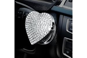 Ongfuwu Bling Car Engine Start Button Cover, Cute Heart Shape Diamond Ignition Button Cover Sticker, Sparkly Rhinestone Push to Start Button Decoration Decal for Women Girls (White)