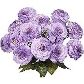 GhuaH 2 Pcs Artificial Flowers Zinnias Silk Flowers with Stems Zinnia Elegans Artificial Flowers for Outdoors Floral Arrangements Table Centerpieces Wedding Party Home Spring Summer Decor Purple