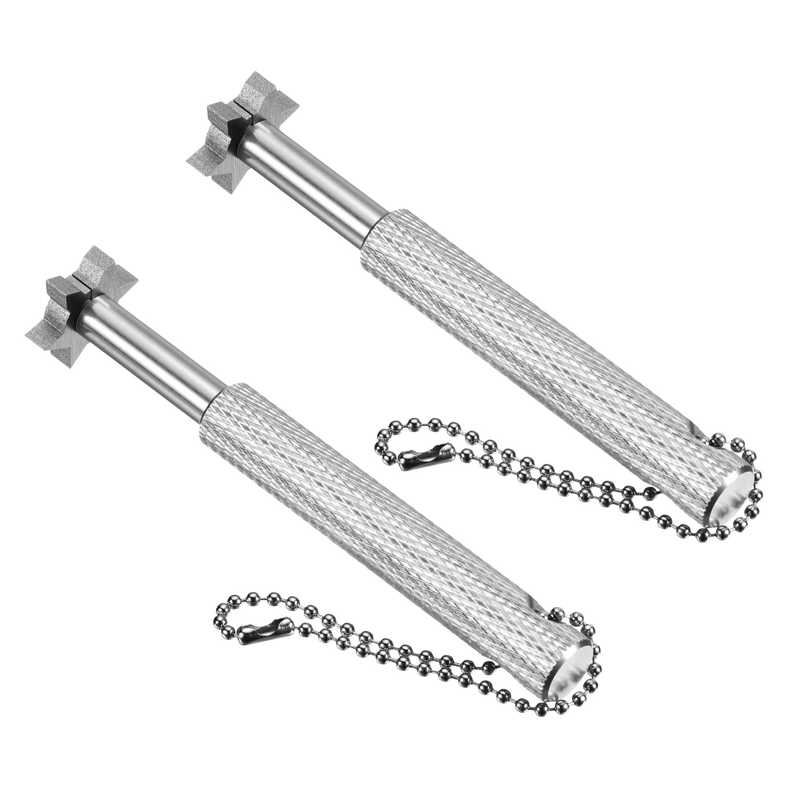 PATIKIL Golf Club Groove Sharpener, 2 Pack U V Type 6 Heads Re-Grooving Tool Golf Club Cleaning for Golf Irons Wedges Utility Clubs, Silver