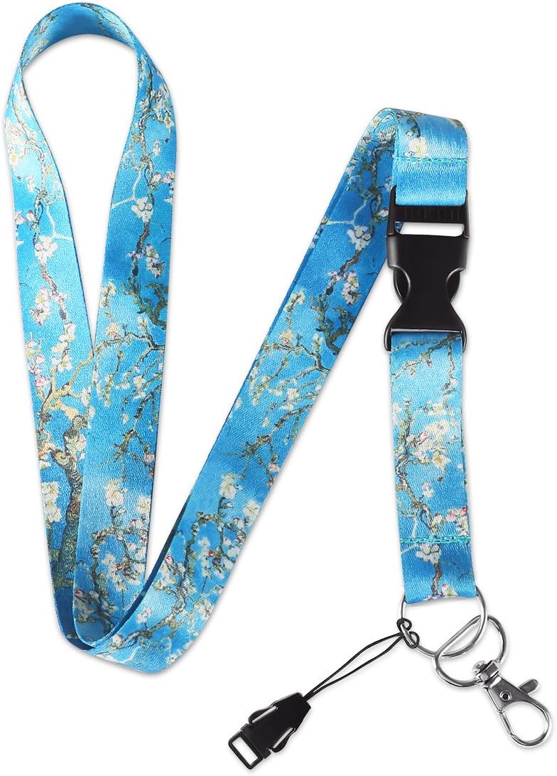Dealikee Van Gogh Almond Blossoms Premium Lanyard, Detachable Neck Strap with Snap Buckle and Metal Clasp