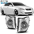 CPW OEM Fog Lights Assembly Fit For 2006 2007 2008 2009 2010 Lexus IS250 IS350 (Not fit for IS 250C and IS 350C model), Driver & Passenger Driving Fog Lamps Replacement (Black Housing Clear Lens)