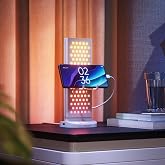 Nanoleaf Pegboard Desk Dock, 3-in-1 Smart Table Lamp, 64 RGB LEDs | Dual-Sided LED Lamp with Music Sync for Living Room, Gaming, 16M+ Colors, 50lm, Works with Nanoleaf Desktop App, White