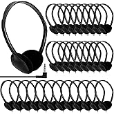 Cptoion 30 Pack Class Set Headphones for Kids,Classroom Headphones Bulk for Classroom School Students,Earphones Adjustable with 3.5 mm Jack for Youth Adults(Black)