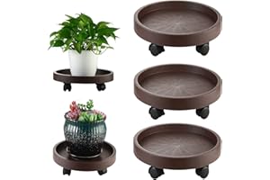 PLANTERHOMA 3 Pack Plant Caddy with Wheels Rolling Plant Stand with Wheels 13 Inch Plant Dolly Heavy Duty Large Potted Plant Mover with Casters for Indoor and Outdoor, Brown
