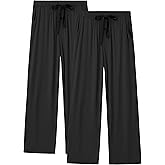 COLORFULLEAF Mens Pajama Pants Lightweight Bamboo Rayon Lounge Pants Summer Drawstring Sleep Bottoms with Pockets