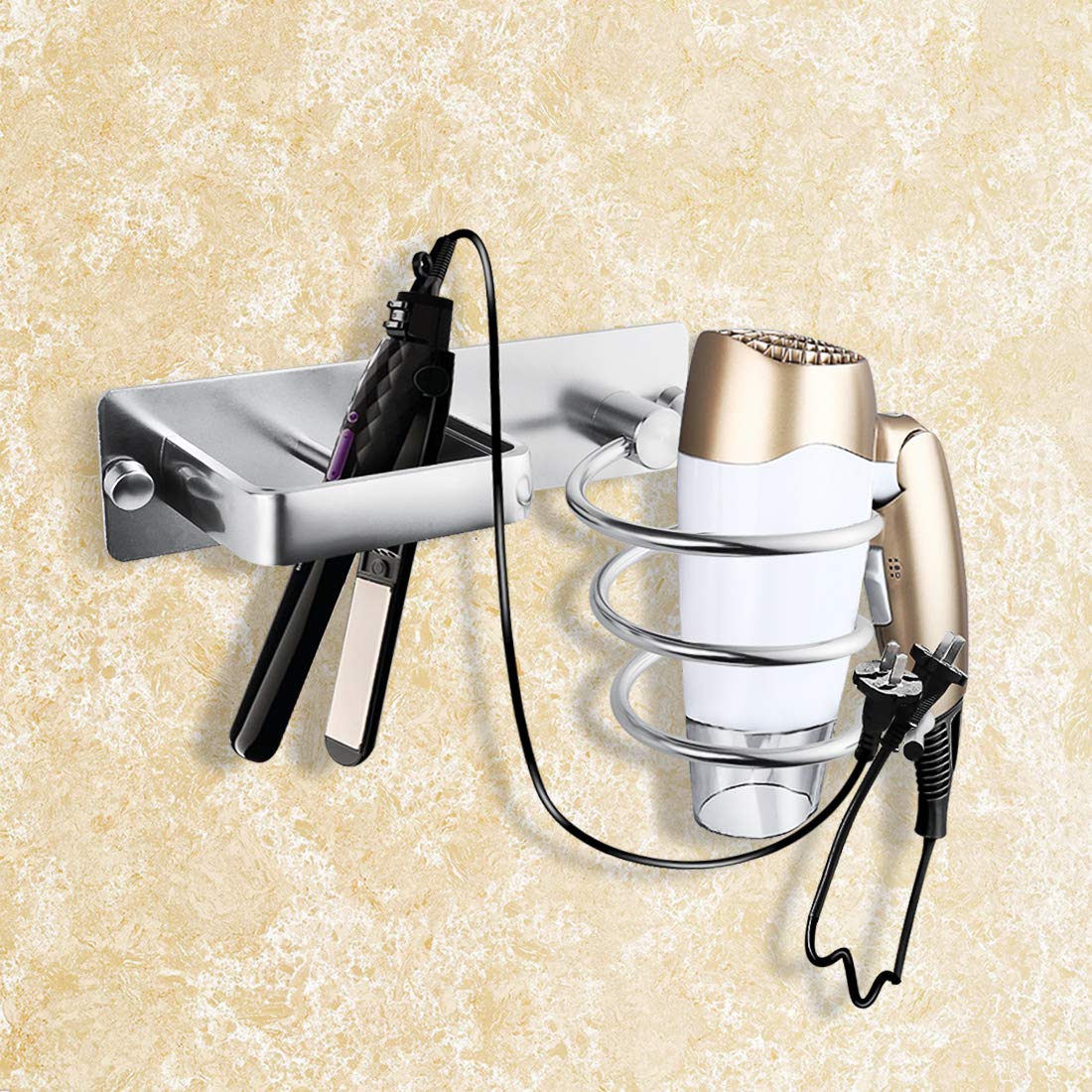 Soportes para peine de secador de pelo montado en la pared cesta