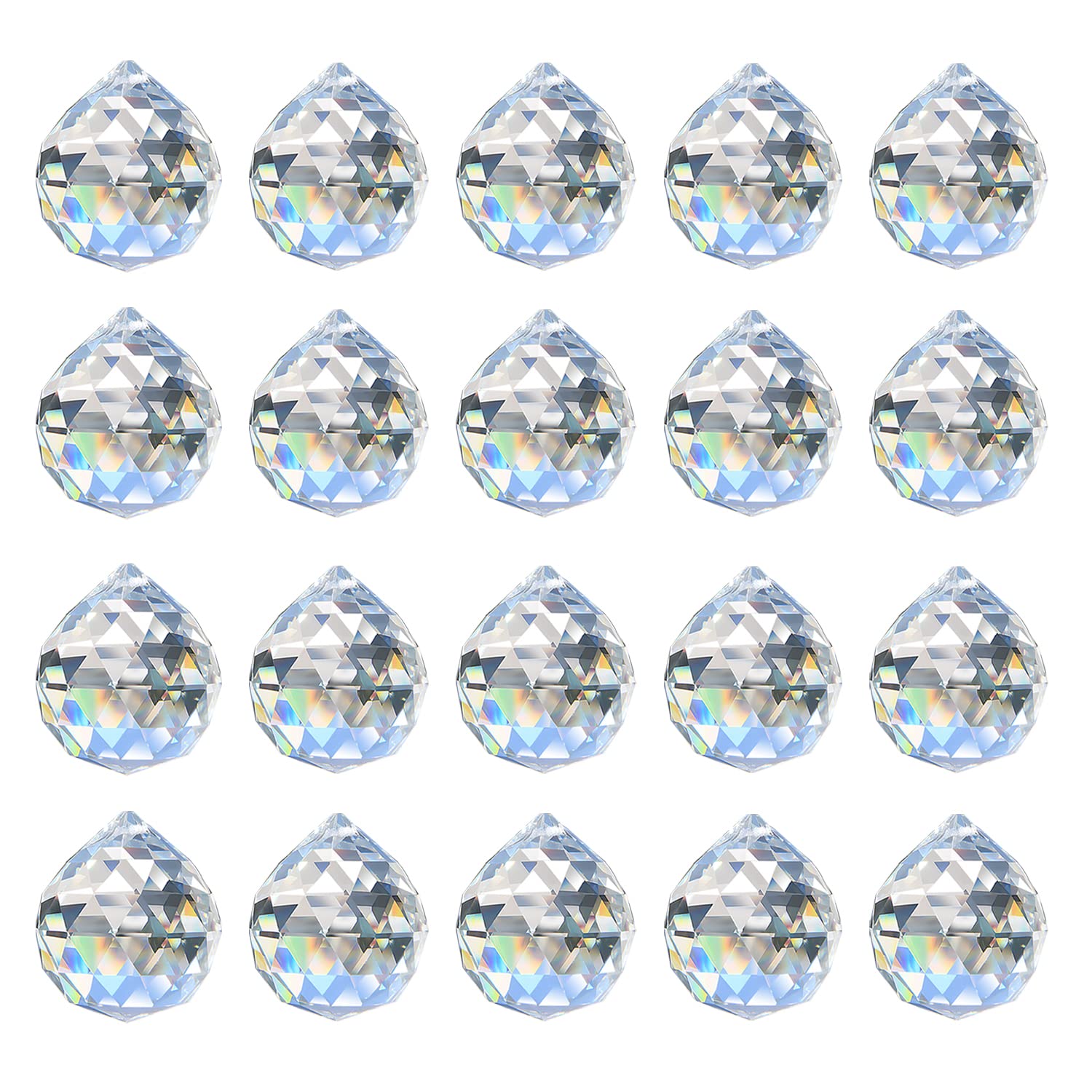 Photo 1 of *ONLY 18* Merrynine 30mm/1.18" 18pcs Crystal Prism Suncatcher for Windows Hanging, Clear Glass Crystal Sun Catcher Beads for Pendants Maker, Crystal Balls for Indoor Window, Feng Shui, Women Girl Gifts
