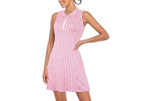 Cucuchy Womens Polo Tennis Golf Dresses with Shorts Sleeveless Zip Up Athletic Dress