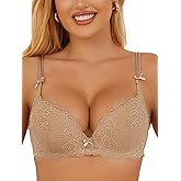 IHOIU Women's Lace Push Up Bra Add 2 Cups Underwire Padded Support Full Coverage Plunge Everyday Lift Bra