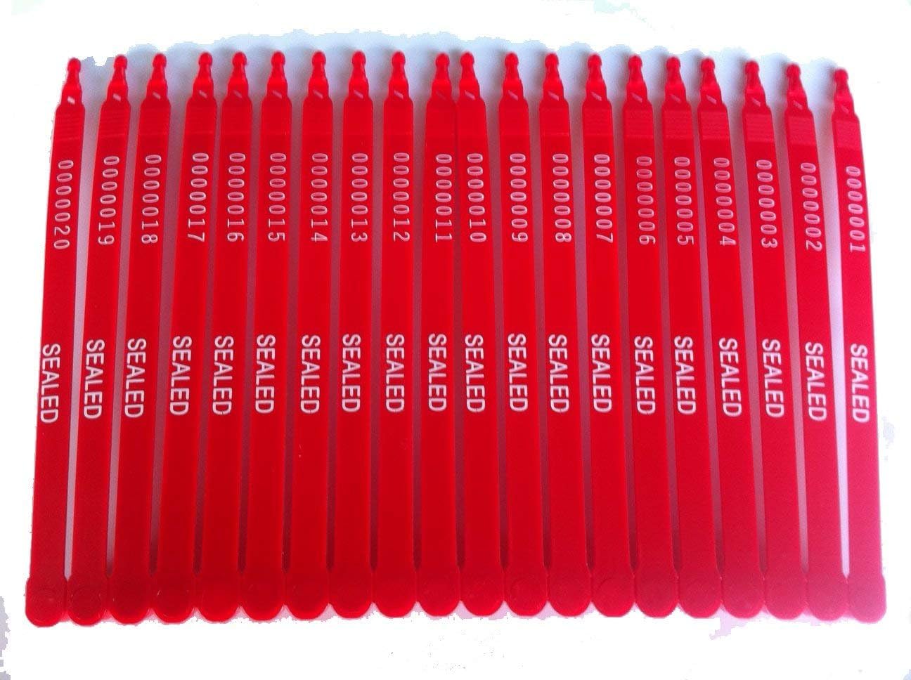 Amazon Com 1000 8 Red Plastic Seal Security With Print Progressive Numbering Shipping Seals For Truck Trailer Cargo Container Home Improvement