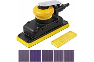 UPWOOD 3 x 8 in Jitterbug Air Orbital Sander, 70 mm x 198 mm 1/8 in Orbit, 10,000 Max OPM Non-Vacuum with Extra Hook-Loop Pad and 15pcs (80/120/180/320/400) sandpapers